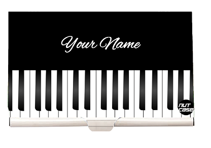 Personalized Visiting Card Holder Case - Piano Music Nutcase