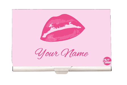 Customized Visiting Card Holder for Girls - Pink Lips Nutcase