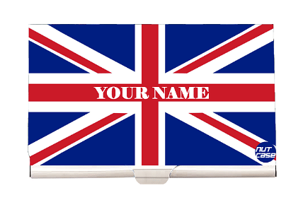 Customized Visiting Card Holder with Name - UK Flag Nutcase