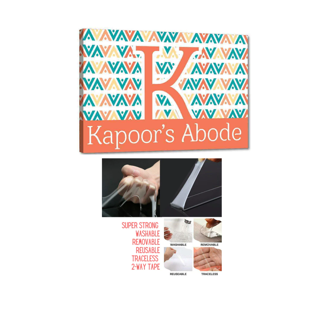 Customized Name Plate Design for Home - Orange Triangle