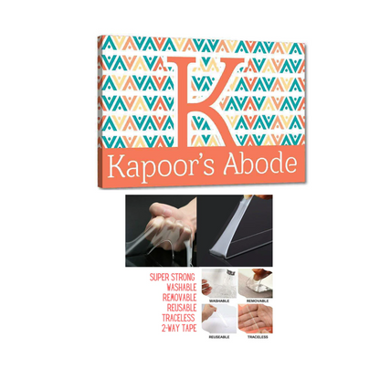 Customized Name Plate Design for Home - Orange Triangle