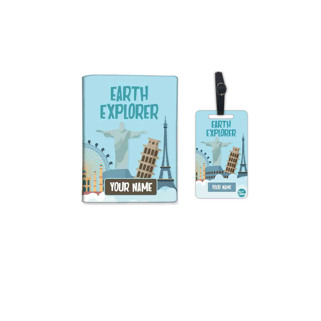 Personalized Leather Passport Cover -  Earth Explorer