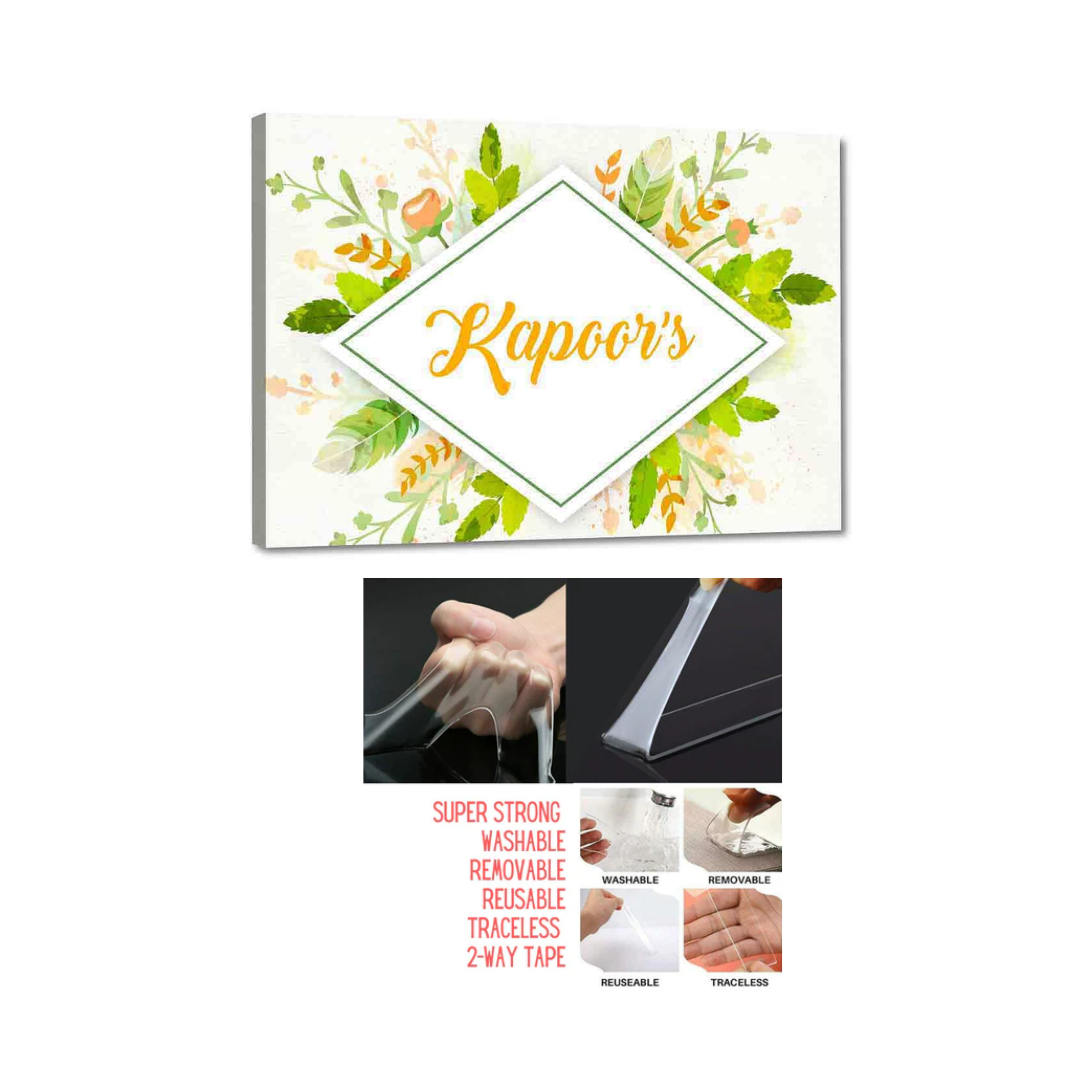 New Custom Nameplate for Home Design Watercolor Leaves