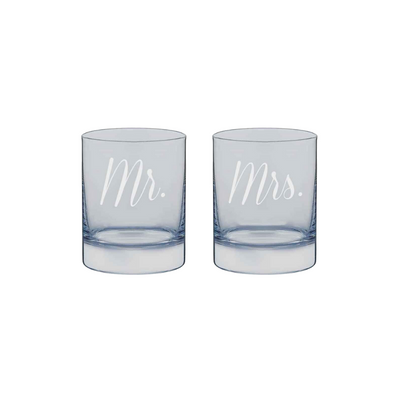 Personalized Mr and Mrs Whiskey Glasses Set of 2 for Couples Anniversary gifts