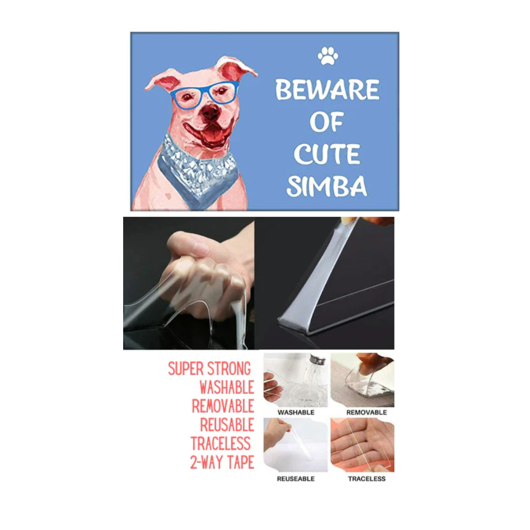 Personalized Dog Name Plate - Beware Of Dog Sign - Hipster Staffordshire terrier