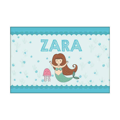 Custom kids Name Plate for Girls - Mermaid & Jellyfish Nutcase