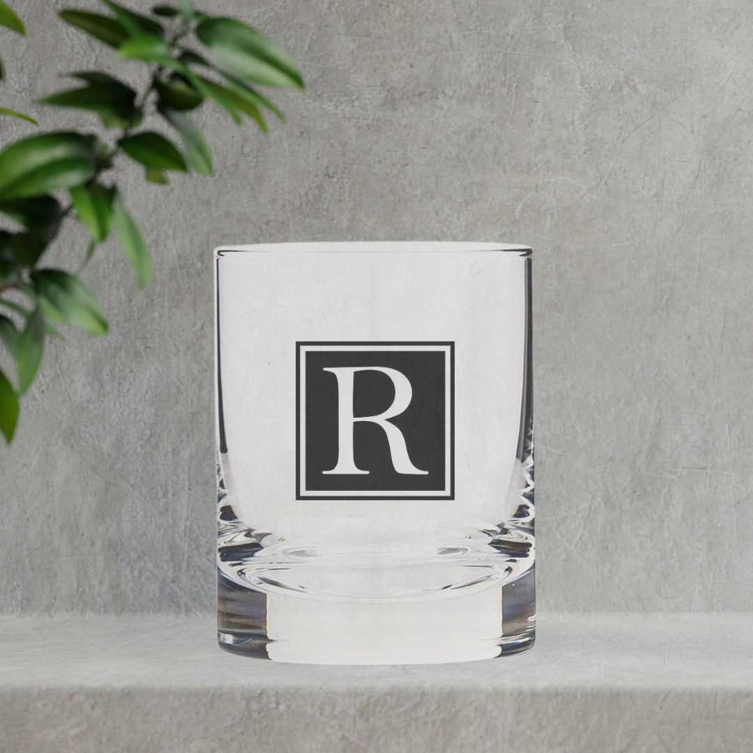 Custom Printed Whiskey Glass with Initials-Personalised Gift for Boyfriend Husband Boss