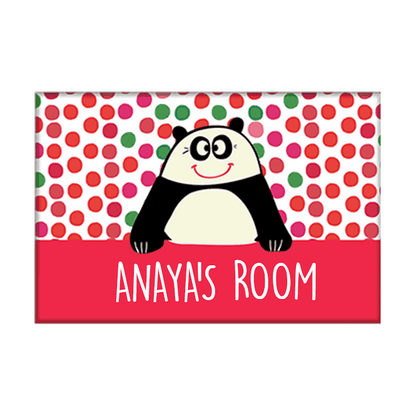 Custom-Made Kids Door Name Plate - Cute Panda Nutcase