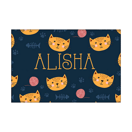 Customized Kids Name Plate for Girl -  Cute Little Cat. Nutcase