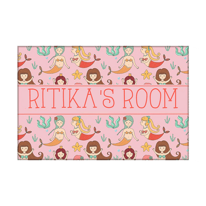 Children's Name Plate Door Sign -  Mermaid & Stars. Nutcase