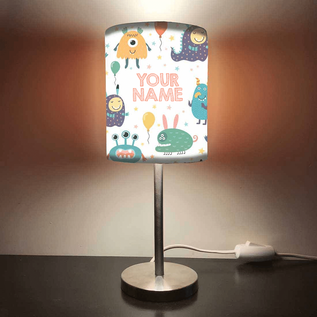Personalized Kids Bedside Night Lamp-Cute Monster Nutcase