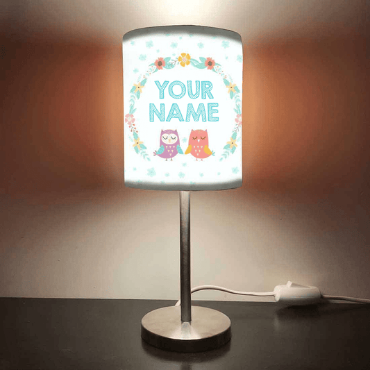 Personalized Kids Bedside Night Lamp-Flower And Owl Nutcase